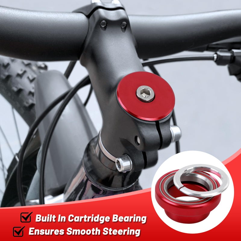 Tongze 1-1/8"" 34mm Bike Headset, MTB Headset Fits for Mountain Bike Road Bicycle with Bearing & Stem Cap(Black) - Image 5